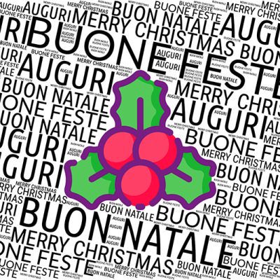 Biglietto auguri buon Natale agrifoglio