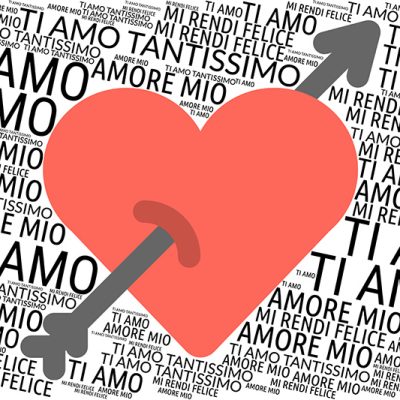 Biglietto auguri ti amo cuore con freccia